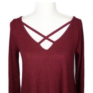 Impressions Burgundy Top Long Sleeve Large